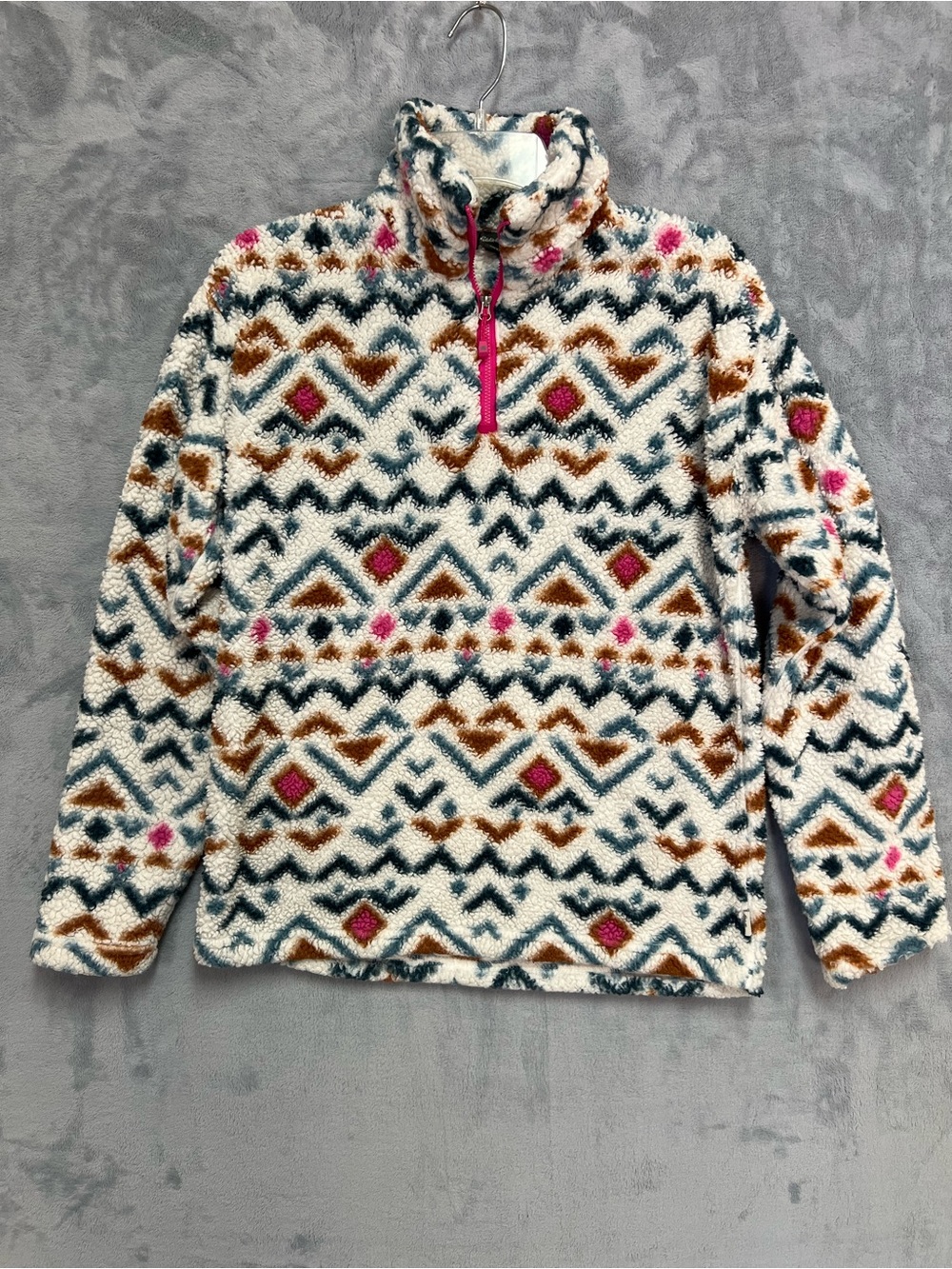 Eddie Bauer Quest Plush 1/4 Zip Fleece Pullover Women Small Aztec Southwest